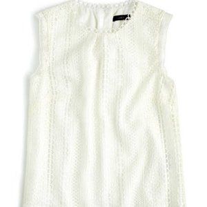 J. Crew White Lace Sleeveless Top